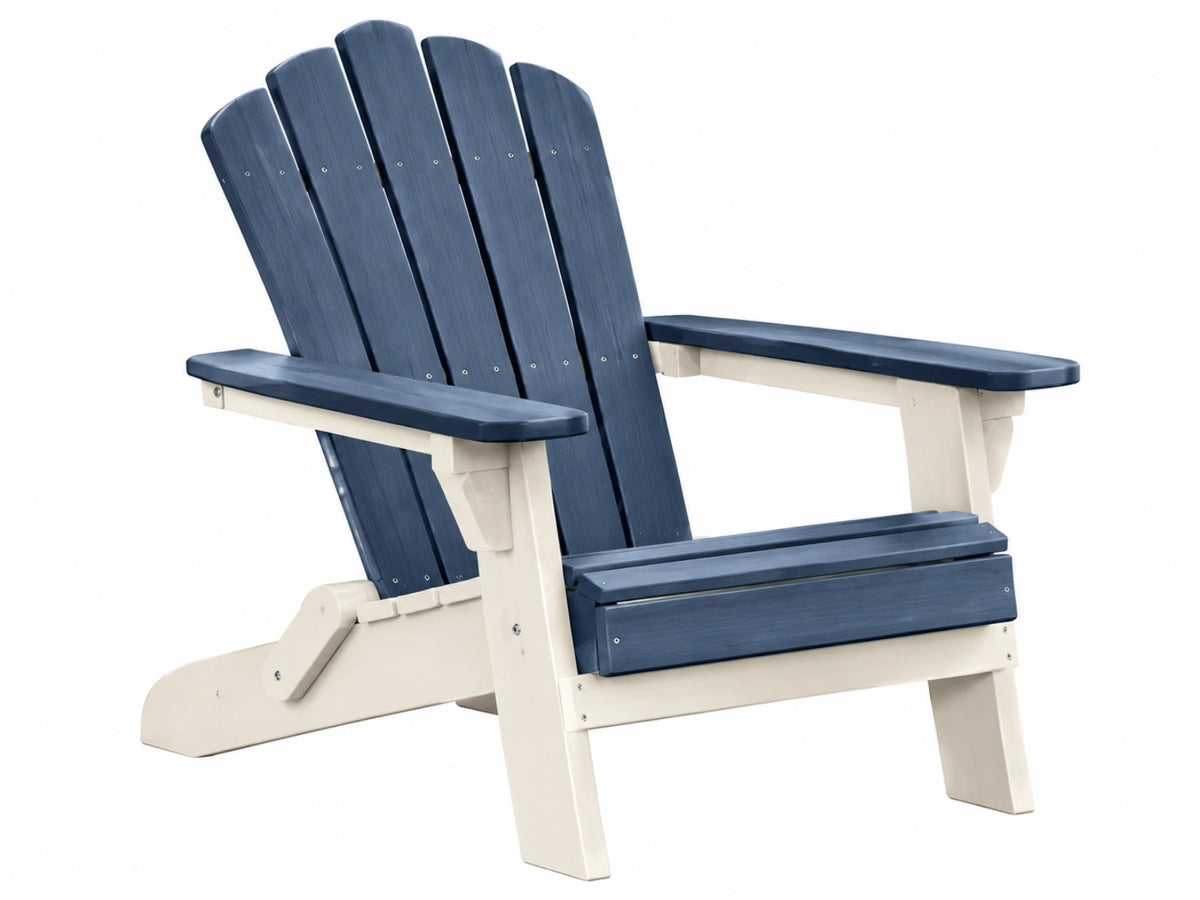 Adirondack tuinstoel 83 x 80 x 98 cm hout blauw/wit verstelbare rugleuning