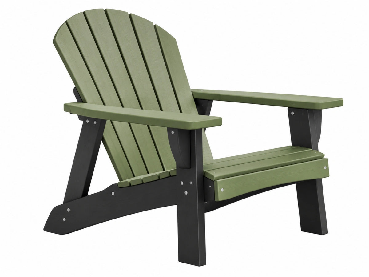 Adirondack tuinstoel 98 x 78 x 92 cm kunststof groen zwart - buitenstoel met brede armleuningen