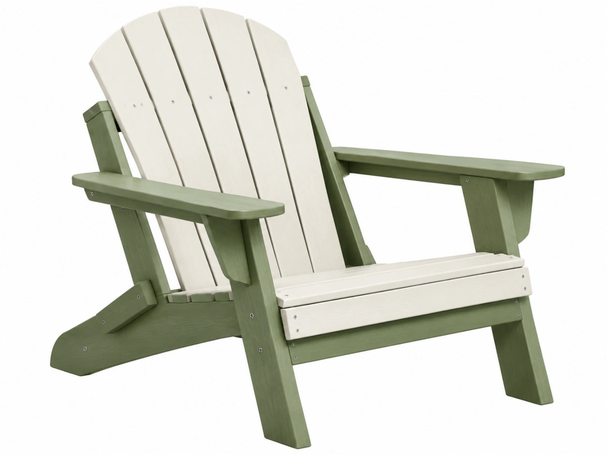 Adirondack tuinstoel 83 x 80 x 98 cm hout groen crème - buitenstoel met brede armleuningen
