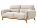 2-zitsbank 170 x 90 x 88 cm - crèmekleurige stoffen bekleding met houten onderstel