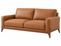 2-zitsbank 180 x 90 x 85 cm cognacbruin leren bekleding met houten poten