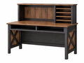 Bureau 150 x 70 x 150 cm hout bruin zwart met opzetkast landelijke stijl
