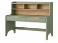 Bureau met opzetkast 120 x 60 x 150 cm groen en hout - houten werkplek met lades en open vakken