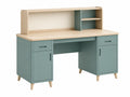 Bureau met opzetkast 140 x 60 x 150 cm groen en naturel hout Scandinavische stijl