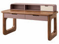 Bureau 140 x 60 x 90 cm hout walnootbruin roze crème - modern met opberglades