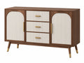 Dressoir 160 x 40 x 90 cm hout bruin/wit geribbeld opbergmeubel retro