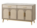 Dressoir 160 x 45 x 85 cm beige houtlook met geweven deurpanelen - opbergkast