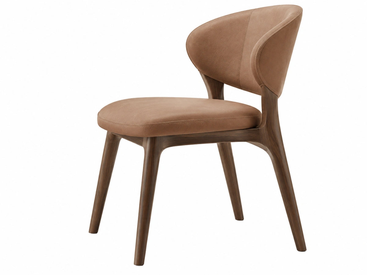 Eetkamerstoel 55 x 58 x 80 cm bruin kunstleer met houten poten