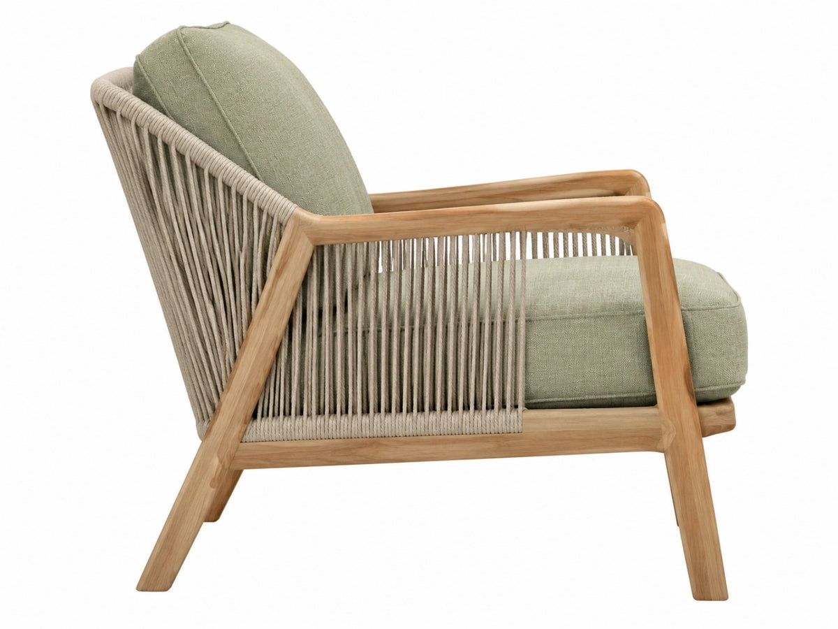 Fauteuil 76 x 78 x 80 cm hout touw groen - natuurlijke loungestijl