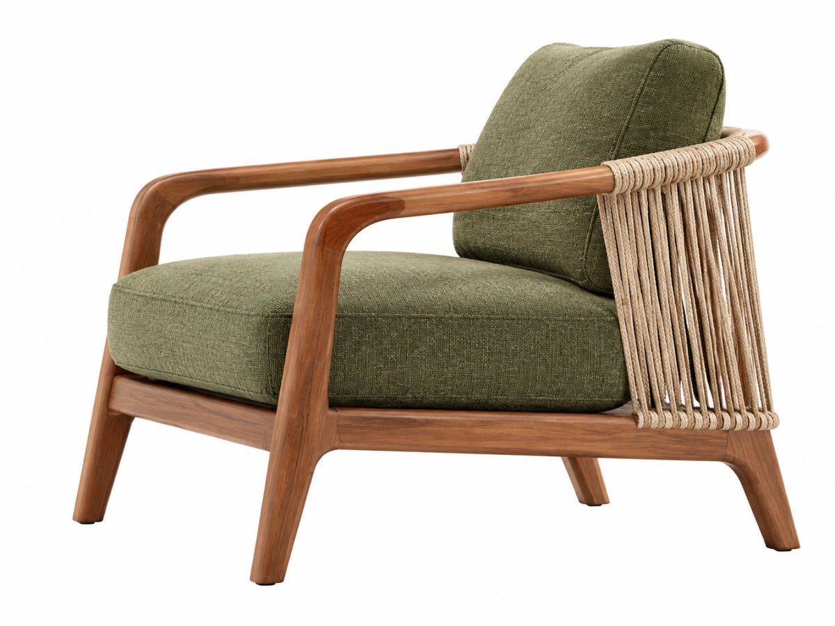 Fauteuil 72 x 78 x 82 cm groen stoffen zitting houten frame bohemien