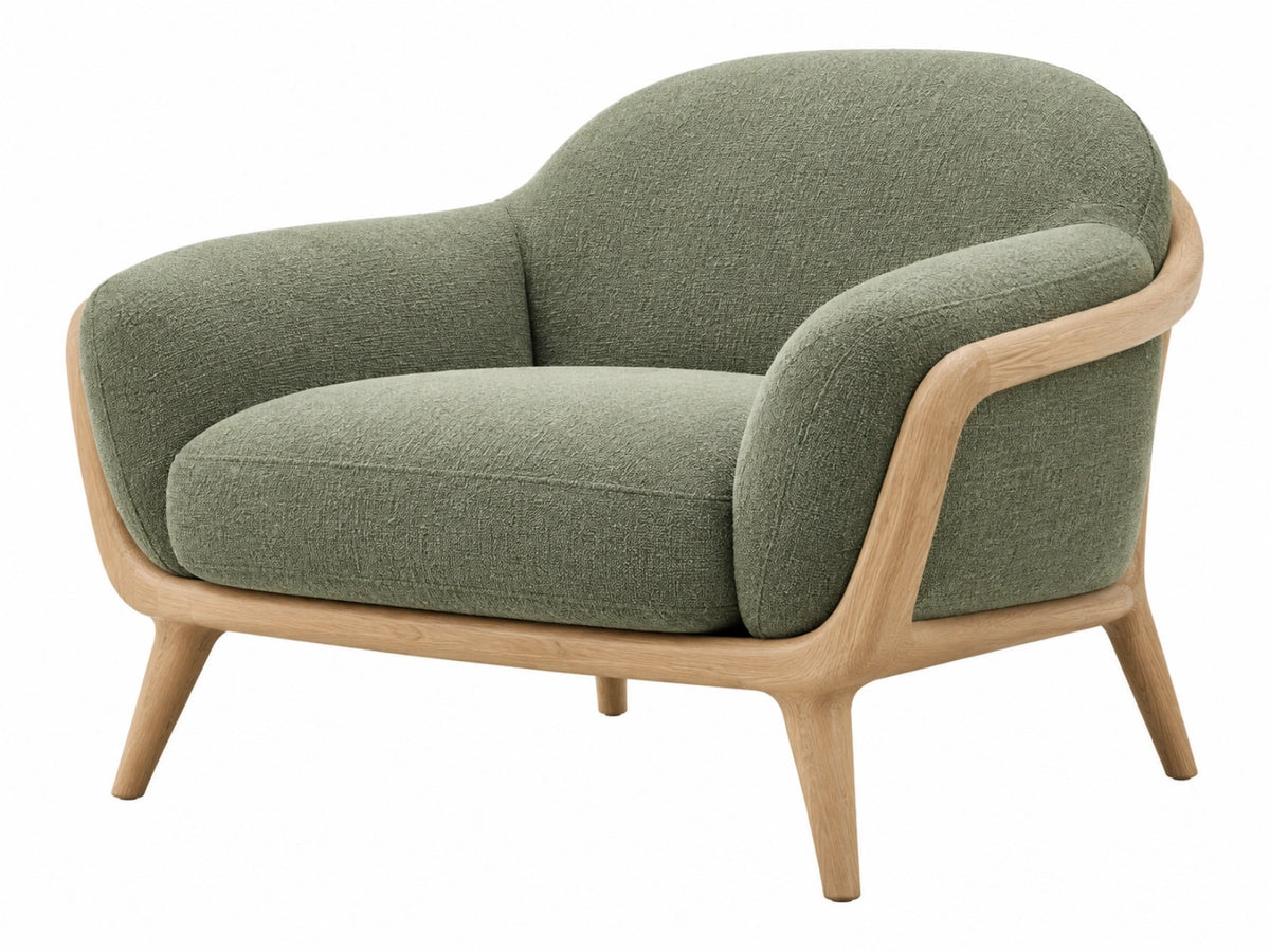 Fauteuil 90 x 85 x 78 cm groen stoffen bekleding houten frame moderne woonkamerstoel
