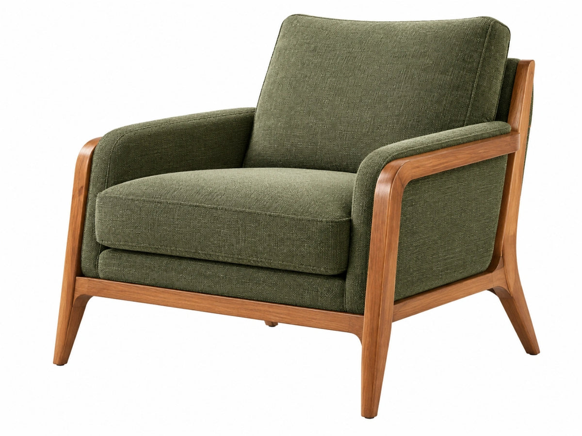 Fauteuil 78 x 82 x 90 cm groen textiel en hout - retro woonkamerstoel